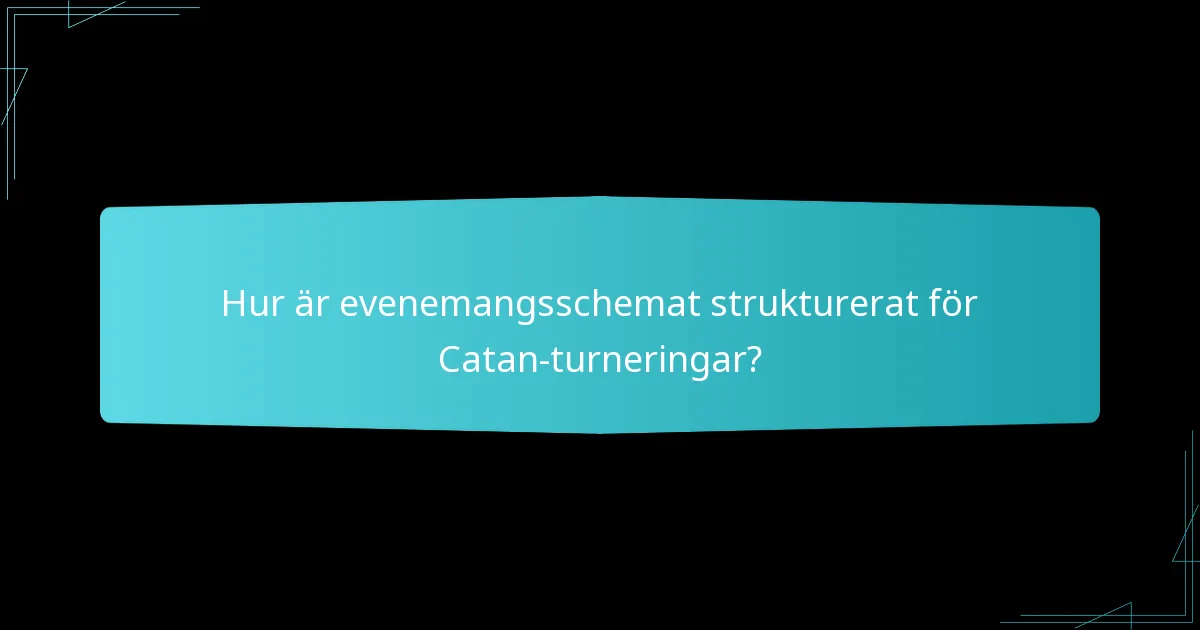 Hur är evenemangsschemat strukturerat för Catan-turneringar?