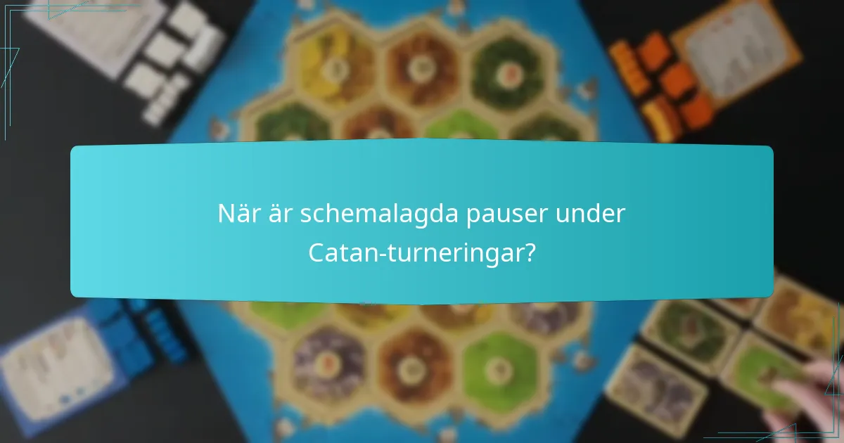 När är schemalagda pauser under Catan-turneringar?