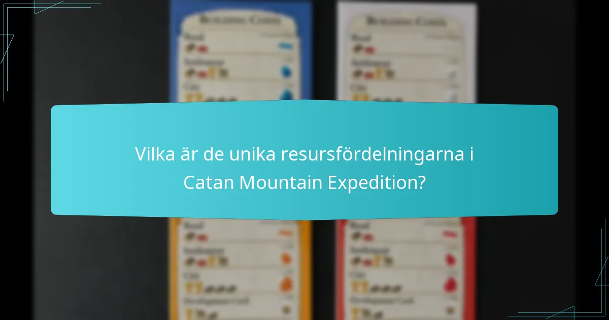 Vilka är de unika resursfördelningarna i Catan Mountain Expedition?
